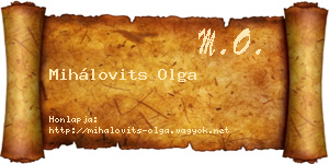 Mihálovits Olga névjegykártya